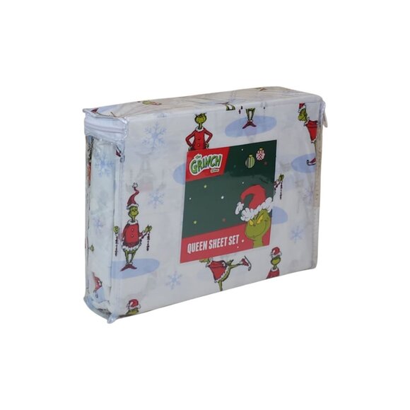 Dr. Seuss The Grinch Christmas Queen Sheet Set 100% Cotton by Franco - Picture 3 of 10